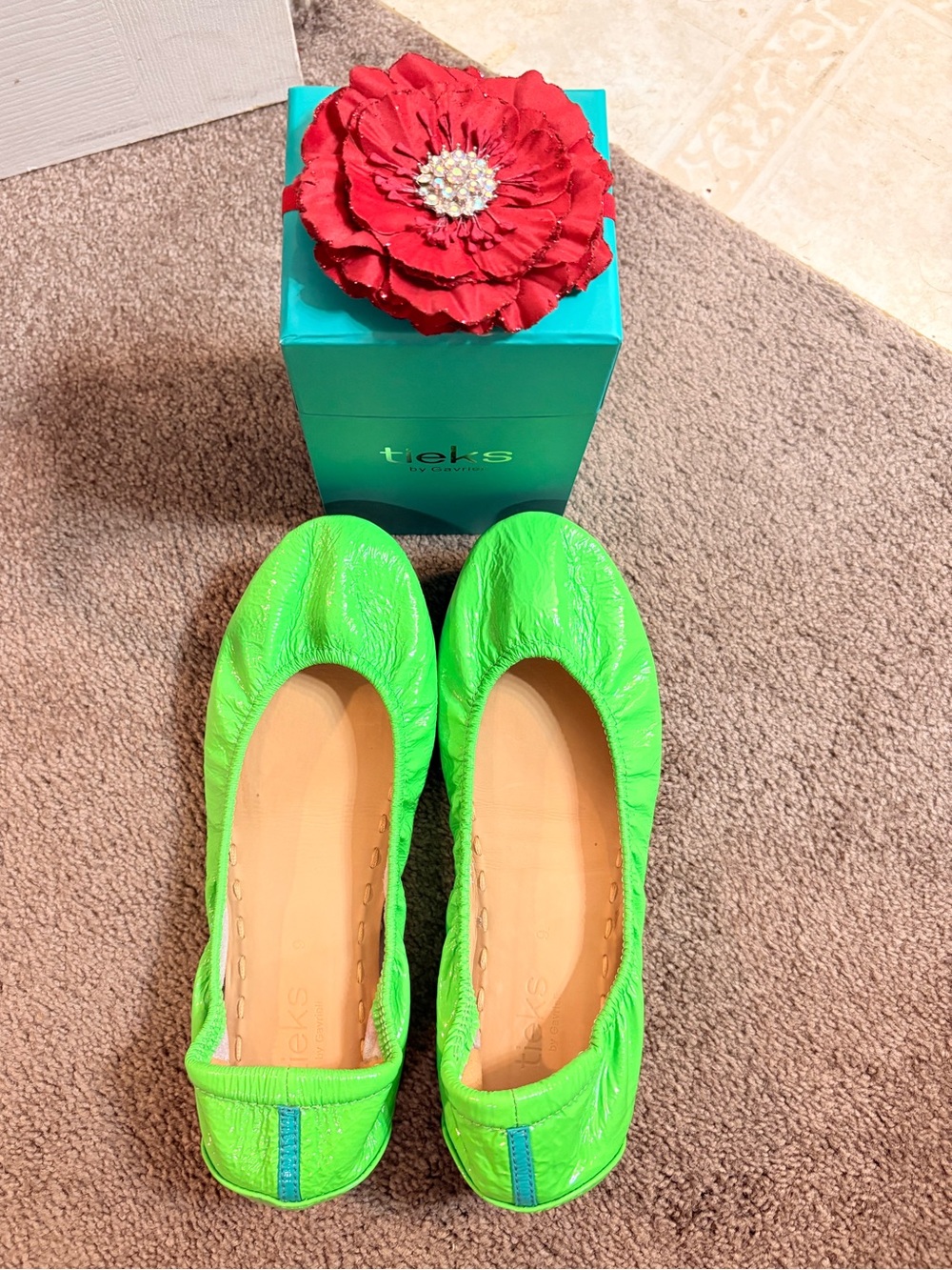Tieks Neon Galactic Green Women’s Ballet Flats